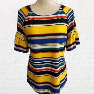 NWOT, Small, New Directions, Rainbow Flutter Sleeve Blouse/Tee